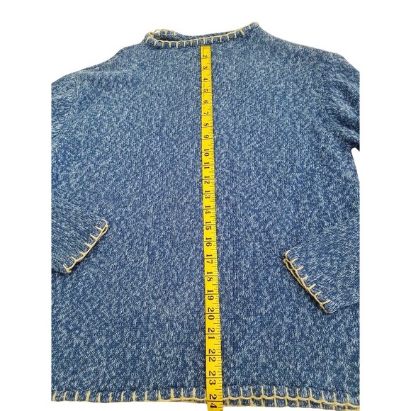 Celina Yang Designs Sweater W/ Leaf Motif Womens Large Blue Patchwork Style - Picture 11 of 11